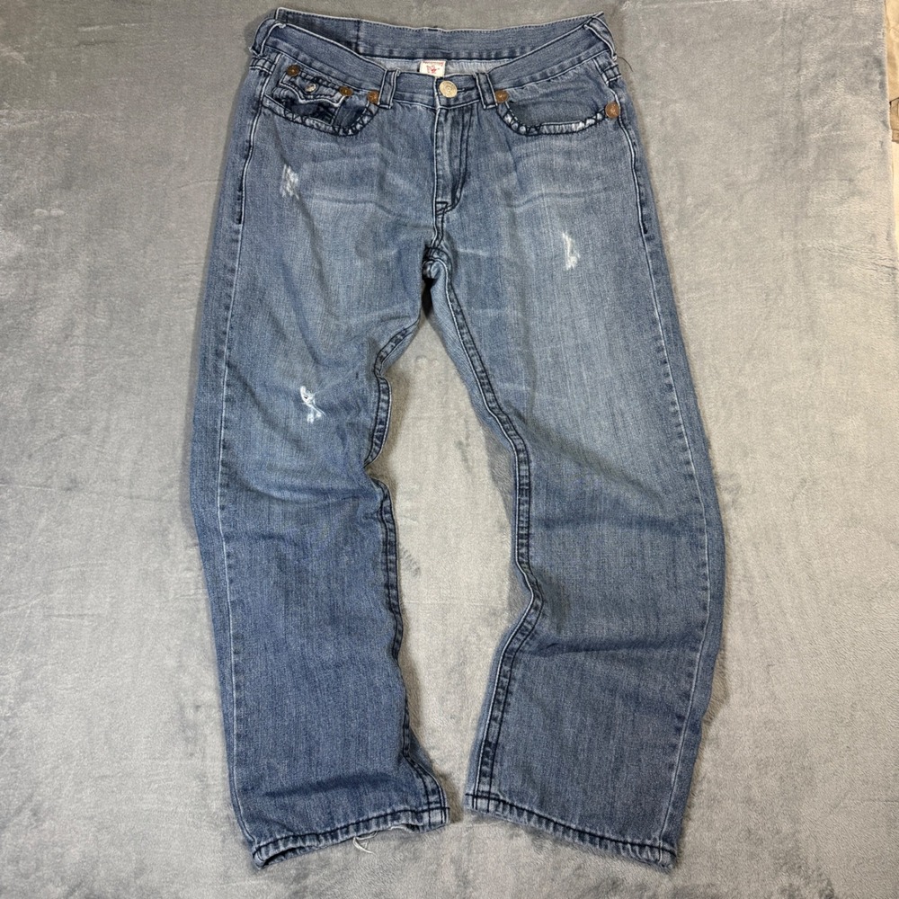 True Religion Joey Super T Jeans Mens 36x32 Blue Bootcut Made in USA Vintage Y2K